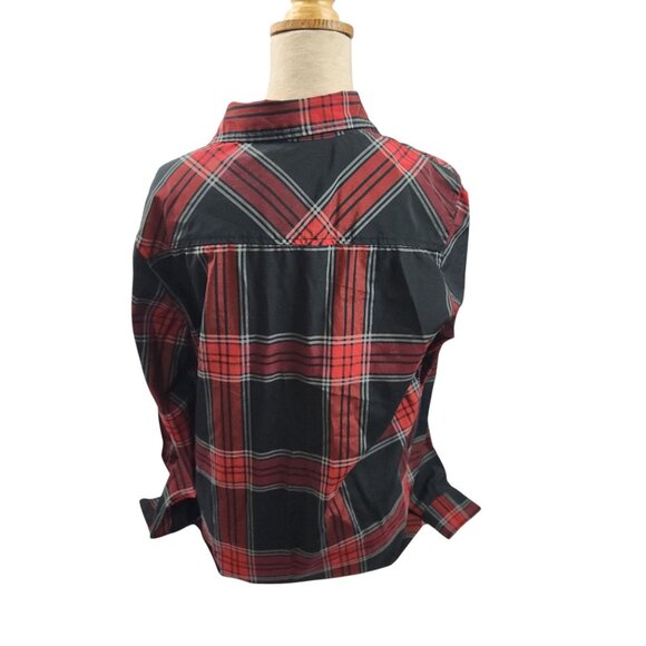 Akademiks Mens Medium Red & Black Plaid Long Sleeve Button-Up Shirt - Picture 2 of 11